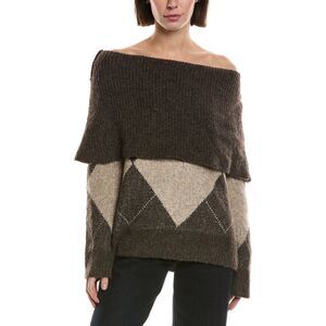 Serenette Womens  Knit Argyle Sweater, Brown